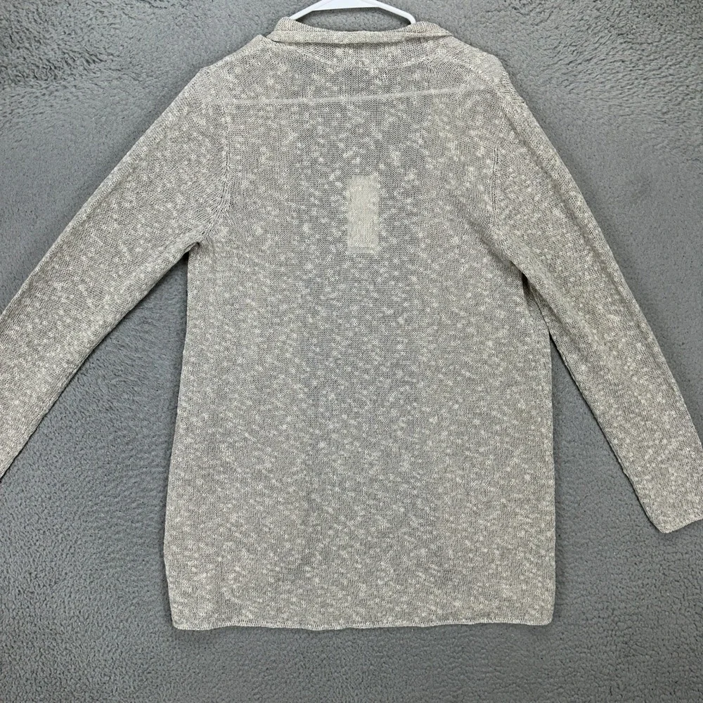 Eileen Fisher Heathered Light Gray/Tan/Taupe Open Front Cardigan Large